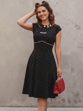 Stop Staring Polka Dot A-Line Dress, Black, Size Small, NWT